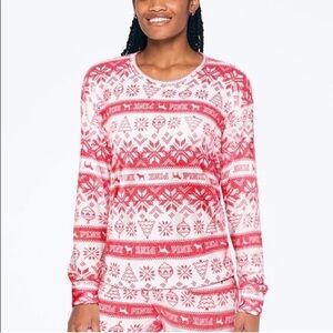 PINK Victoria's Secret Red and White Patterned Sleep Shirt